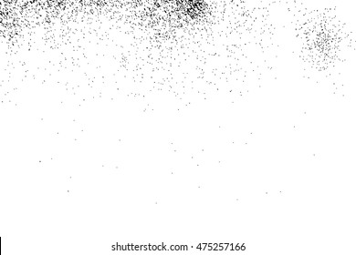 Grainy grunge abstract texture on a white background. Vector splatter of calligraphy ink in black on white background. Black ink blow explosion on white background. Paint spray, drop. Vector.