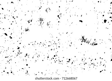 Grainy grunge abstract texture on a white background. Paint spray, drop. Black ink blow explosion on white background. Splatter of calligraphy ink in black on white background. Vector.