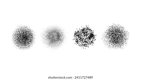 Grainy hand drawn spray texture round shapes collection vector