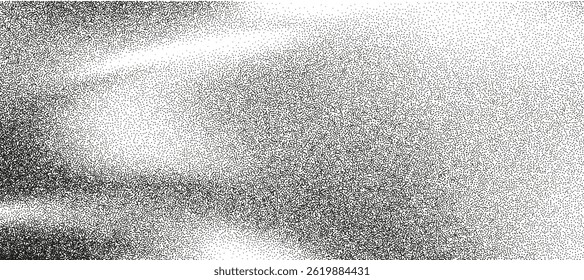 Textura de gradiente líquido granulado con ondas monocromáticas. Fondo de ruido áspero afligido con efecto punteado vintage. Textura de punto en spray de semitono arenoso. Cartel de Glitter ombre. Vector de grano de moda bg