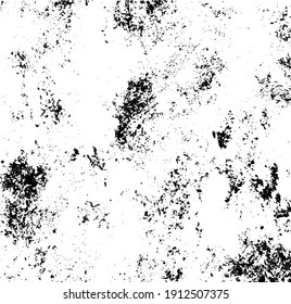 Grainy messy overlay of empty, aging, scratched wall. Lines, dots and spots structural texture. Cool and artsy faux leather background. Abstract vector illustration. Black isolated on white. EPS10