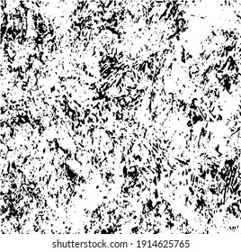 Grave y desordenada superposición de una pared vacía, envejecida y raspada. Líneas, puntos y puntos de textura estructural. El fondo de cuero fresco y artístico falso. Ilustración del vector abstracto. Negro aislado en blanco. EPS10