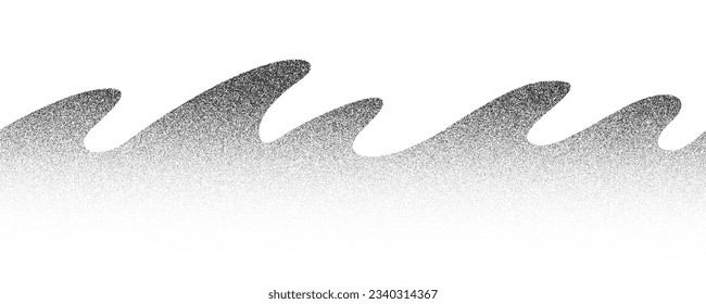 Montañas de grava gradiente de ruido. Fondo estirado con textura de grano. Vector grunge paisaje retro.