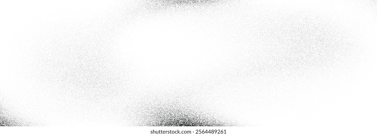 Grainy noise background with gradient dots and stipple texture. Abstract sand and dust effect in black and white for a vintage tone. Flat vector illustration isolated