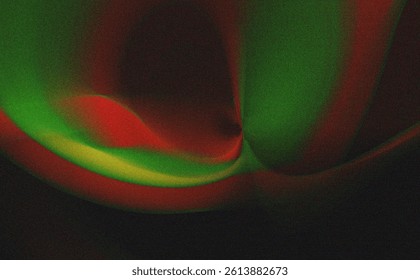 Grainy noise texture background, abstract yellow Green Red vibrant glowing color gradient on black backdrop, dark banner wallpaper design