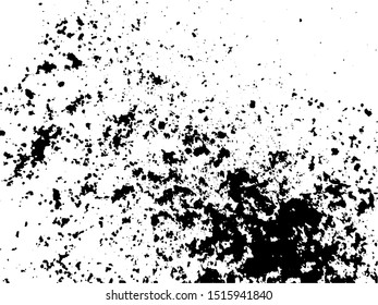 Grainy Overlay Texture. Distressed aged background. Vintage design element. Abstract Energy Background with Black Dust Particles.  Ink Print Distress Background. Grunge Texture. Vector.