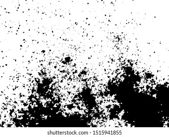 Grainy Overlay Texture. Distressed aged background. Vintage design element. Abstract Energy Background with Black Dust Particles.  Ink Print Distress Background. Grunge Texture. Vector.