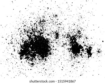 Grainy Overlay Texture. Distressed aged background. Vintage design element. Abstract Energy Background with Black Dust Particles.  Ink Print Distress Background. Grunge Texture. Vector.