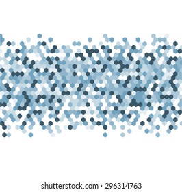 Graues Muster aus blauen Hexagonen. Honigwabenvektorhintergrund. 