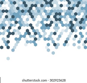 Patrón granulado compuesto de hexágonos azules. Fondo vectorial del pepino.