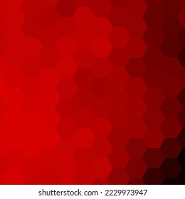 Grainy pattern composed of red hexagons. Honeycomb vector background.
