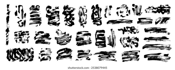 Traçados de pincel grosso áspero granulado com textura desenhada à mão. Angústia modelo vintage danificado. Fundo grunge retrô para cartazes, fundo. Design de parede antigo. Curvas. Traçados de pincel artísticos bagunçados