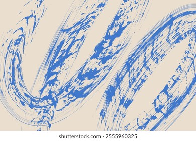 Grainy rough bold brush strokes with hand drawn texture. Distress damaged  vintage template. Texture overlay. Waves, curves. Retro grunge background for posters, backdrop. Old wall design.