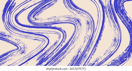 Grainy rough bold brush strokes with hand drawn texture. Distress damaged  vintage template. Texture overlay. Waves, curves. Retro grunge background for posters, backdrop. Old wall design.