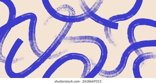 Grainy rough bold brush strokes with hand drawn texture. Distress damaged  vintage template. Texture overlay. Waves, curves. Retro grunge background for posters, backdrop. Old wall design.