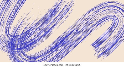 Grainy rough bold brush strokes with hand drawn texture. Distress damaged  vintage template. Texture overlay. Waves, curves. Retro grunge background for posters, backdrop. Old wall design.