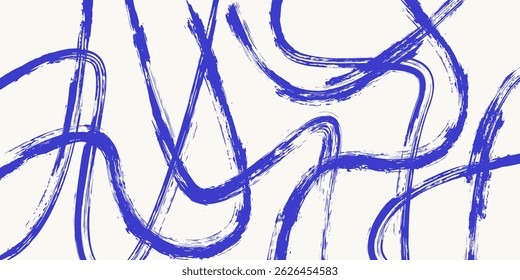 Grainy rough bold brush strokes with hand drawn texture. Distress damaged  vintage template. Texture overlay. Waves, curves. Retro grunge background for posters, backdrop. Old wall design.