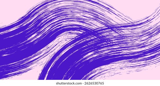 Grainy rough bold brush strokes with hand drawn texture. Distress damaged  vintage template. Texture overlay. Waves, curves. Retro grunge background for posters, backdrop. Old wall design.

