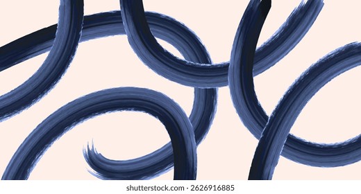 Grainy rough bold brush strokes with hand drawn texture. Paint texture. Waves, curves. Retro grunge background for posters, backdrop. 