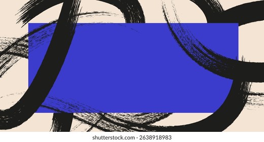 Grainy rough bold brush strokes with hand drawn texture. Distress damaged  vintage template. Texture overlay. Waves, curves. Retro grunge background for posters, backdrop. Old wall design. 