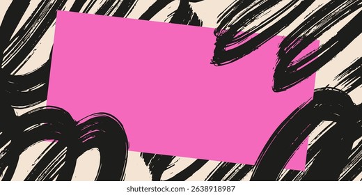 Grainy rough bold brush strokes with hand drawn texture. Distress damaged  vintage template. Texture overlay. Waves, curves. Retro grunge background for posters, backdrop. Old wall design. 