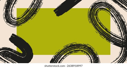 Grainy rough bold brush strokes with hand drawn texture. Distress damaged  vintage template. Texture overlay. Waves, curves. Retro grunge background for posters, backdrop. Old wall design. 