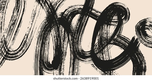 Grainy rough bold brush strokes with hand drawn texture. Distress damaged  vintage template. Texture overlay. Waves, curves. Retro grunge background for posters, backdrop. Old wall design. 