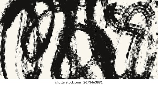 Körnige, raue, kräftige Pinselstriche mit handgezeichneter Textur. Distress beschädigte Vintage-Vorlage. Textur-Overlay. Wellen, Kurven. Retro-farbiger Hintergrund für Poster, Hintergrund. Altes Wanddesign.