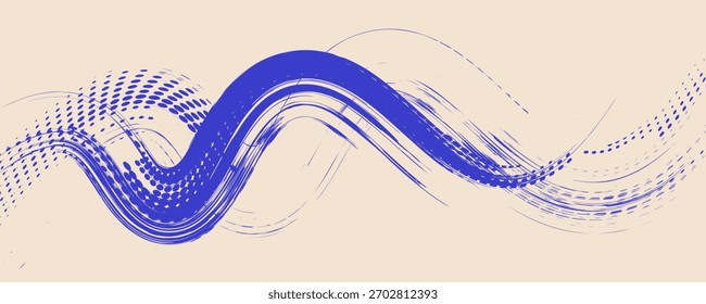 Traçados de pincel grosso áspero granulado com textura desenhada à mão. Angústia modelo vintage danificado. Sobreposição de textura. Ondas, curvas. Fundo grunge retrô para cartazes, fundo. Design de parede antigo.