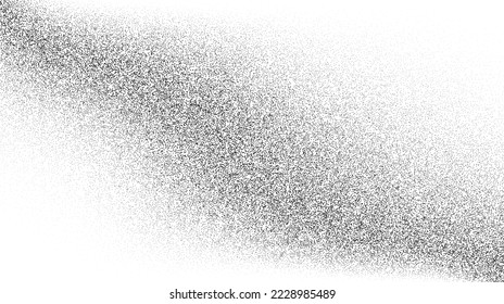 Grainy sand texture. Wavy stippled gradient background. Grunge noise dotwork wallpaper. Black dots, speckles, particles or granules. Vector monochrome 