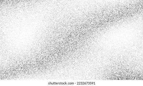 Grainy sand texture. Wavy stippled gradient background. Grunge noise dotwork wallpaper. Black dots, speckles, particles or granules. Vector 