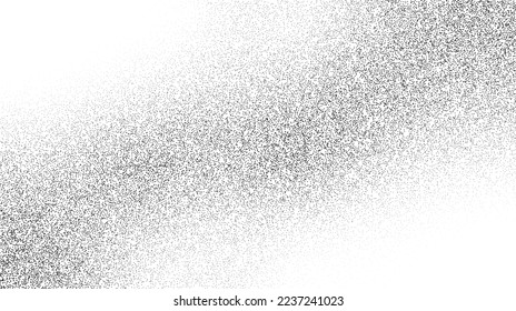 Grainy sand texture. Wavy stippled gradient background. Grunge noise dotwork wallpaper. Black dots, speckles, particles or granules. Vector 