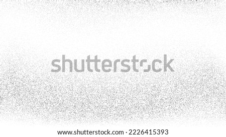 Grainy sand texture. Wavy stippled gradient background. Grunge noise dotwork wallpaper. Black dots, speckles, particles or granules. Vector monochrome 