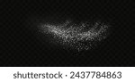 Grainy scatterings of sugar and salt crystals. Splashes of water and snow. Rain overlay effect and sea spray.Vector flour illustration.