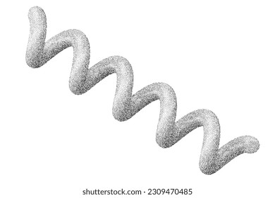 Tubería de grano con textura de ruido. Espiral de curva de pepita punteada aislada sobre fondo blanco. Forma de gradiente de vectores con sombras