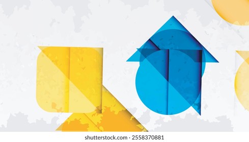 Grainy stain texture geometric abstract background with circles, squares and lines. Vector Illustration For Wallpaper, Banner, Background, Card, Book Illustration, landing page