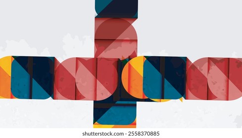 Grainy stain texture geometric abstract background with circles, squares and lines. Vector Illustration For Wallpaper, Banner, Background, Card, Book Illustration, landing page