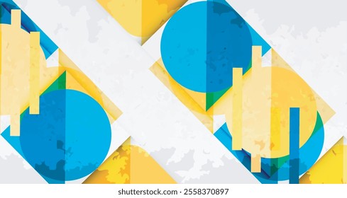 Grainy stain texture geometric abstract background with circles, squares and lines. Vector Illustration For Wallpaper, Banner, Background, Card, Book Illustration, landing page