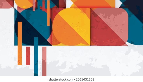 Grainy stain texture geometric abstract background with circles, squares and lines. Vector Illustration For Wallpaper, Banner, Background, Card, Book Illustration, landing page