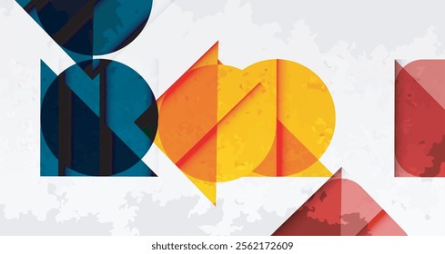 Grainy stain texture geometric abstract background with circles, squares and lines. Vector Illustration For Wallpaper, Banner, Background, Card, Book Illustration, landing page
