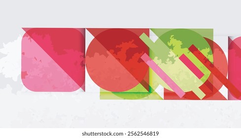 Grainy stain texture geometric abstract background with circles, squares and lines. Vector Illustration For Wallpaper, Banner, Background, Card, Book Illustration, landing page