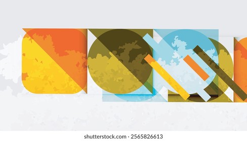 Grainy stain texture geometric abstract background with circles, squares and lines. Vector Illustration For Wallpaper, Banner, Background, Card, Book Illustration, landing page