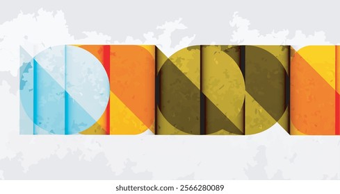 Grainy stain texture geometric abstract background with circles, squares and lines. Vector Illustration For Wallpaper, Banner, Background, Card, Book Illustration, landing page