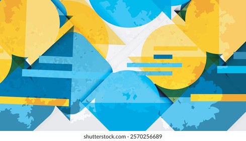 Grainy stain texture geometric abstract background with circles, squares and lines. Vector Illustration For Wallpaper, Banner, Background, Card, Book Illustration, landing page