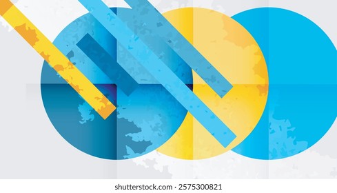 Grainy stain texture geometric abstract background with circles, squares and lines. Vector Illustration For Wallpaper, Banner, Background, Card, Book Illustration, landing page