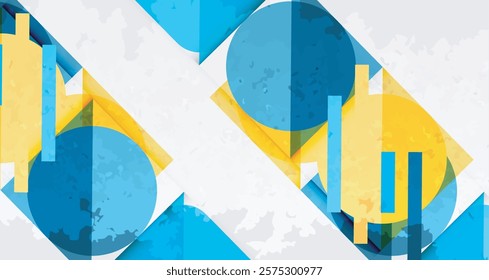 Grainy stain texture geometric abstract background with circles, squares and lines. Vector Illustration For Wallpaper, Banner, Background, Card, Book Illustration, landing page