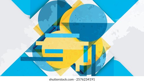 Grainy stain texture geometric abstract background with circles, squares and lines. Vector Illustration For Wallpaper, Banner, Background, Card, Book Illustration, landing page