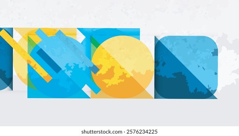 Grainy stain texture geometric abstract background with circles, squares and lines. Vector Illustration For Wallpaper, Banner, Background, Card, Book Illustration, landing page