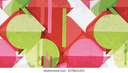 Grainy stain texture geometric abstract background with circles, squares and lines. Vector Illustration For Wallpaper, Banner, Background, Card, Book Illustration, landing page