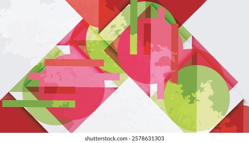 Grainy stain texture geometric abstract background with circles, squares and lines. Vector Illustration For Wallpaper, Banner, Background, Card, Book Illustration, landing page